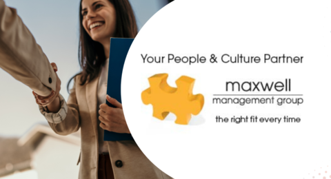 Maxwell Management Group logo with photo of professionals shaking hands
