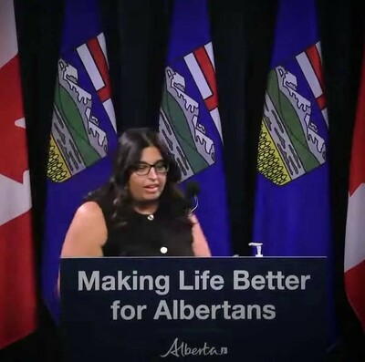 ACCA Board Chair Salimah Walji-Shivji speaks at the Government's press conference July 9 2021
